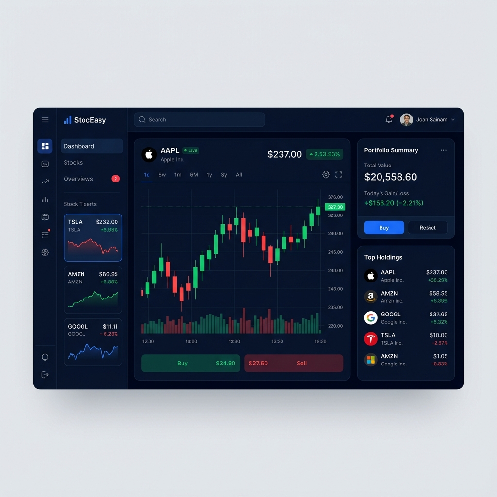 StockEasy - Real-time stock market data and portfolio management by Enes